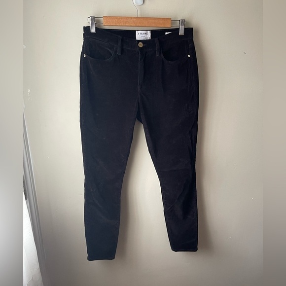 Frame Denim Le High Skinny Velvet Black Pants size 28 - Picture 2 of 11
